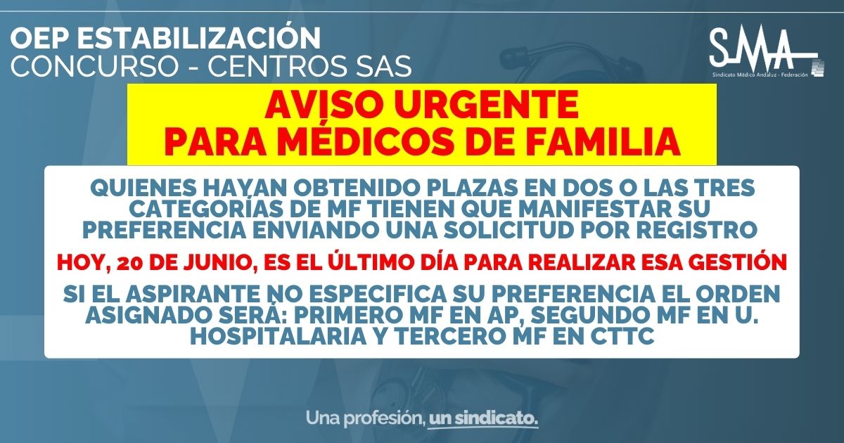 Estabilización OEP: aviso para Médicos/as de Familia