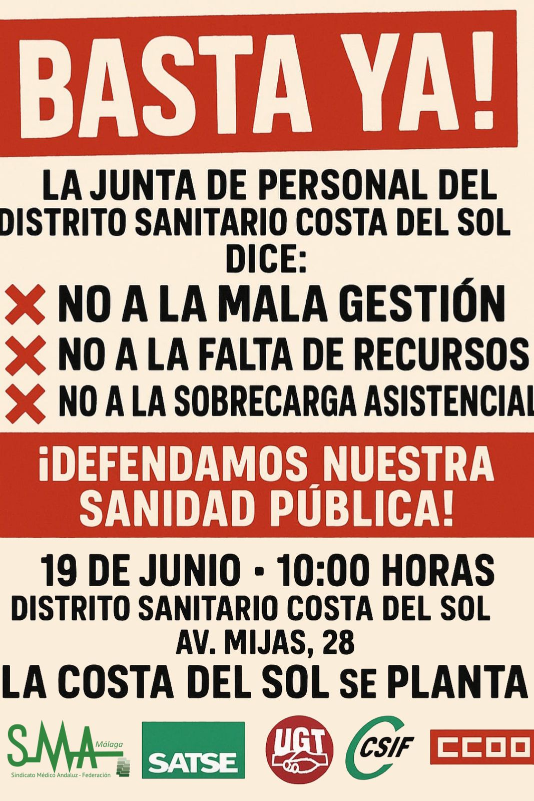Nueva Concentración contra la gestión de la Junta de Personal en la costa del Sol