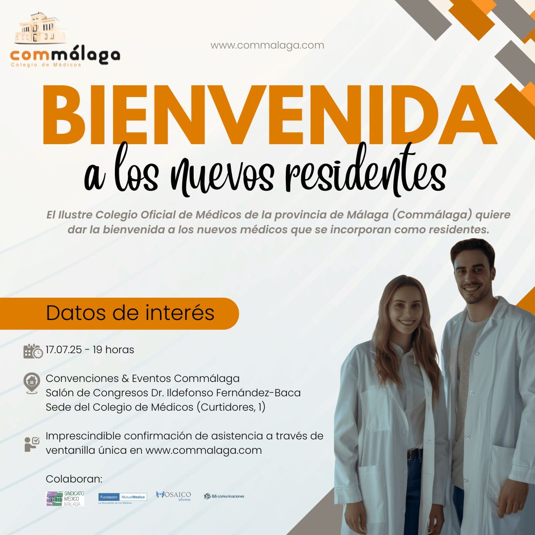 El SMM y el Colegio de Médicos de Málaga darán la bienvenida a los nuevos residentes el 17 de julio