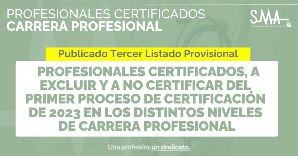 Carrera Profesional: Se publica el tercer listado provisional al primer proceso permanente de 2023